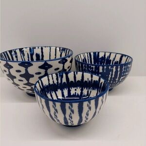 West Elm Indigo Tie-Dye Nesting Bowls (Set Of 3) new in original packaging!